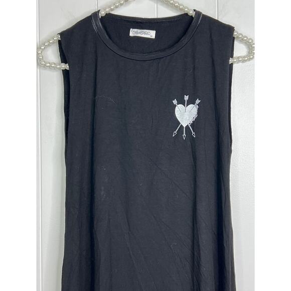 Lauren Moshi Black Tunic Length Tank "Love Conquers All" Graphic Size XS - Picture 2 of 7